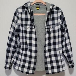 Cabela's Women's Medium Plaid Flannel Button Front Hoodie with Pockets